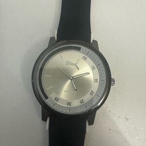 Puma Men's Silver Dial Watch with Black Strap